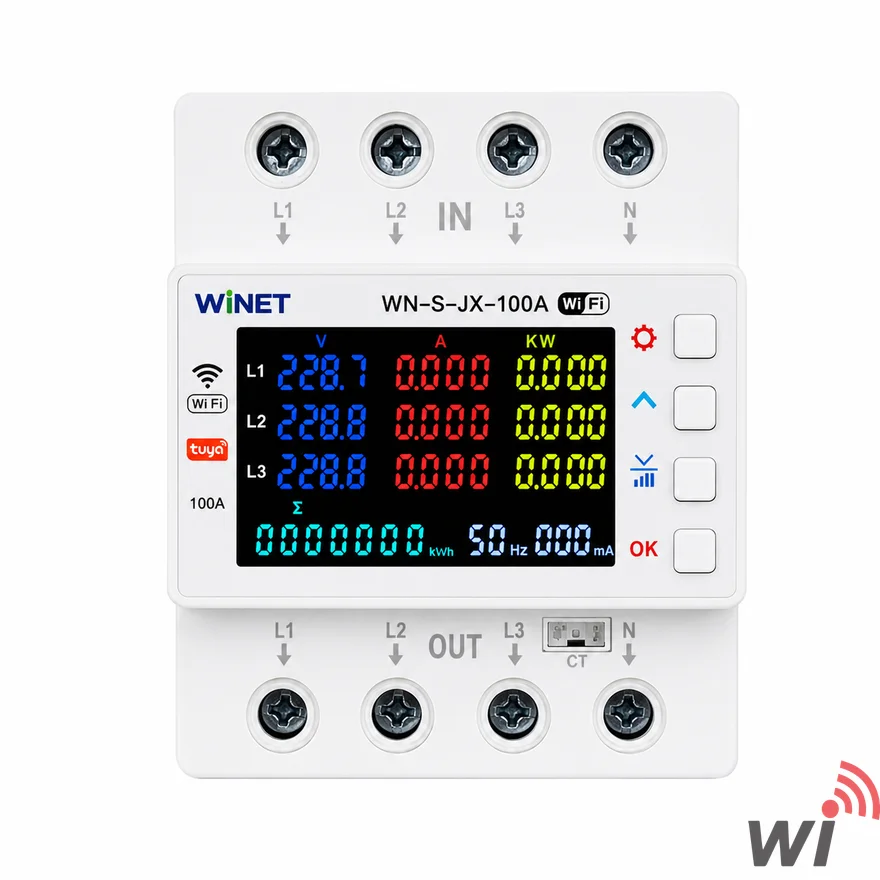 WINET WN-S-U100A WiFi Akıllı 3 Faz Enerji Analizörü ve Koruma Rölesi
